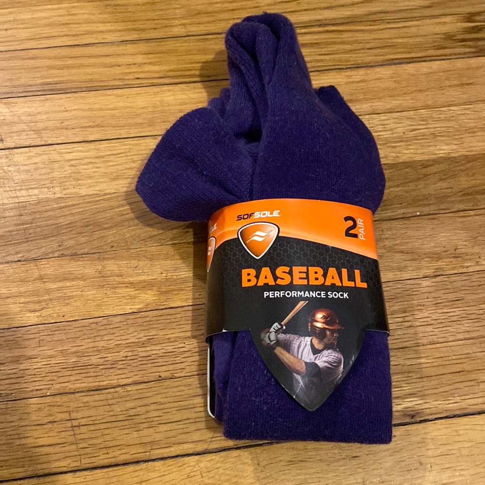 Sof sole mens 2 pack purple baseball performance socks 10-12.5 brand new